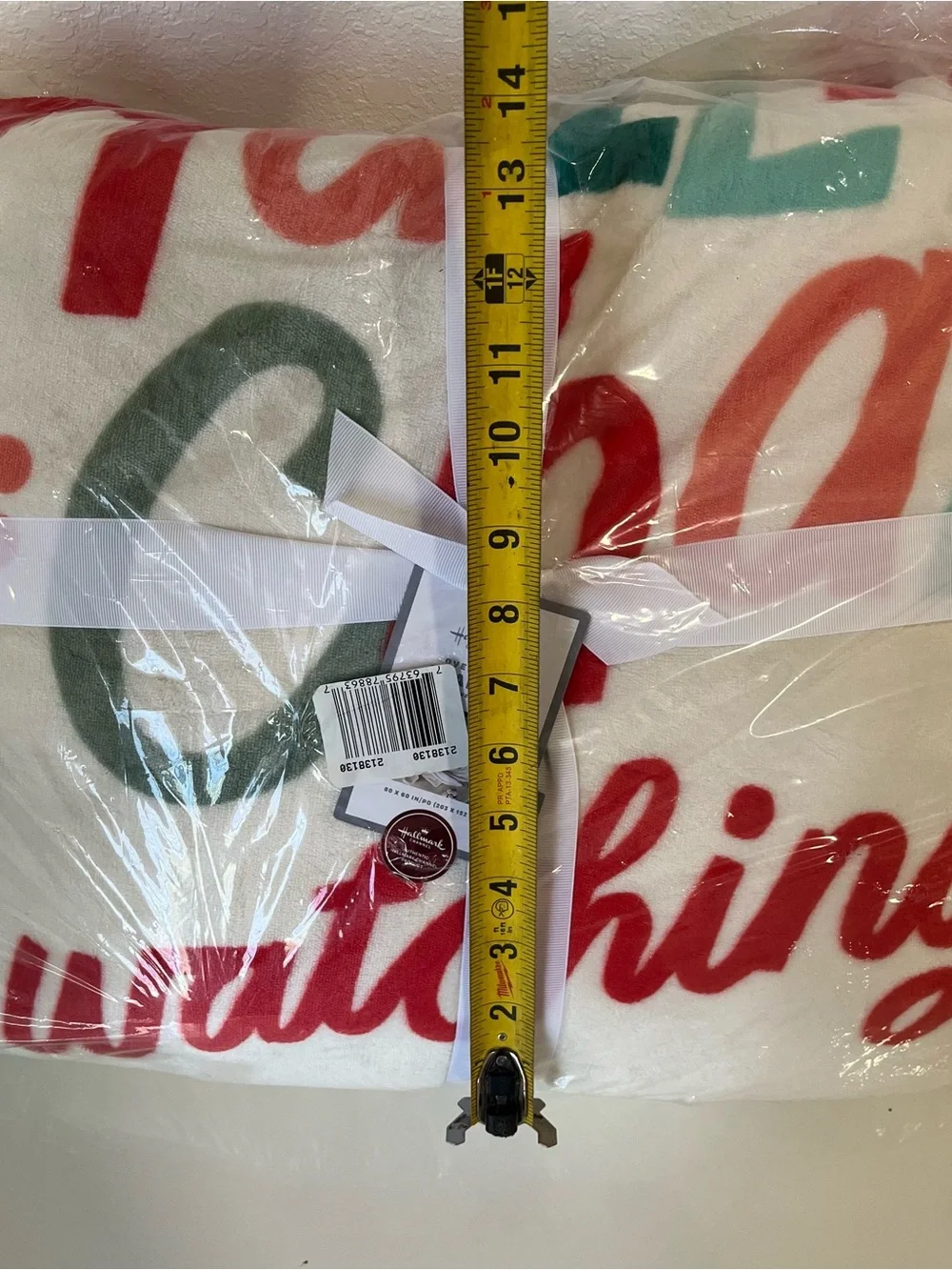 Hallmark White, Red & Green Festive Script Throw